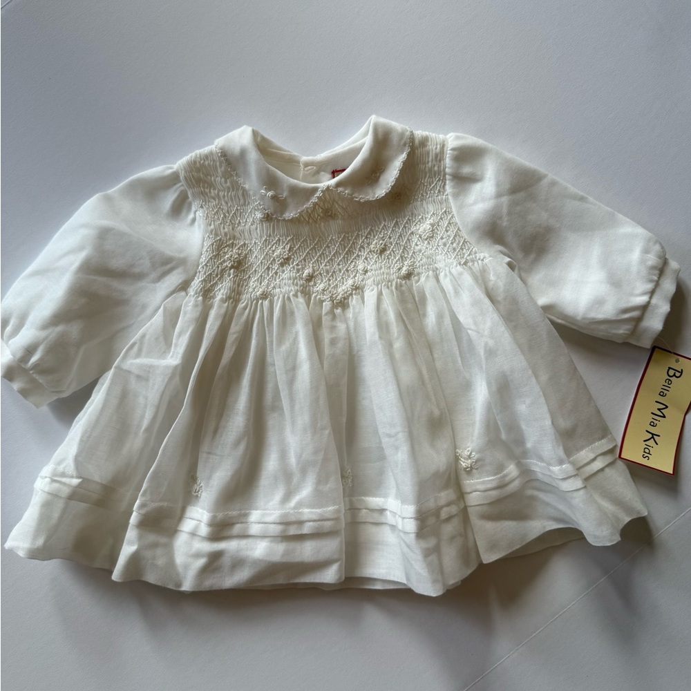 Cream Smocked Baby Dress